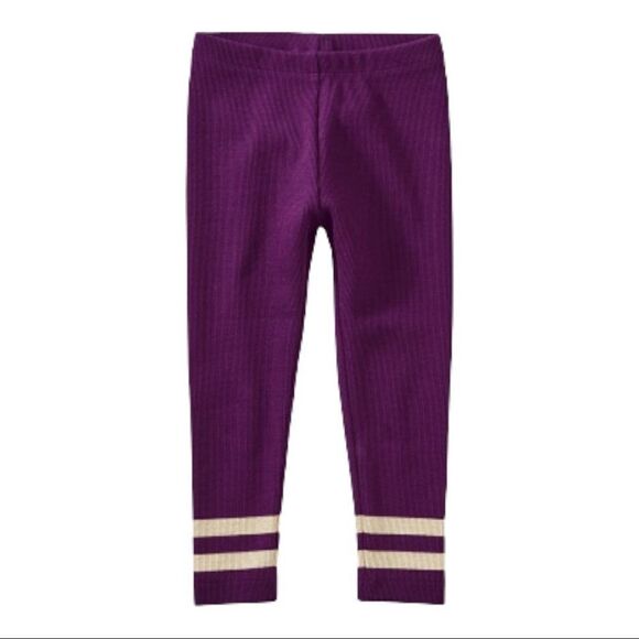 Tea Collection Sparkle Stripe Rib Baby Leggings Cosmic Berry and Gold - Picture 1 of 3
